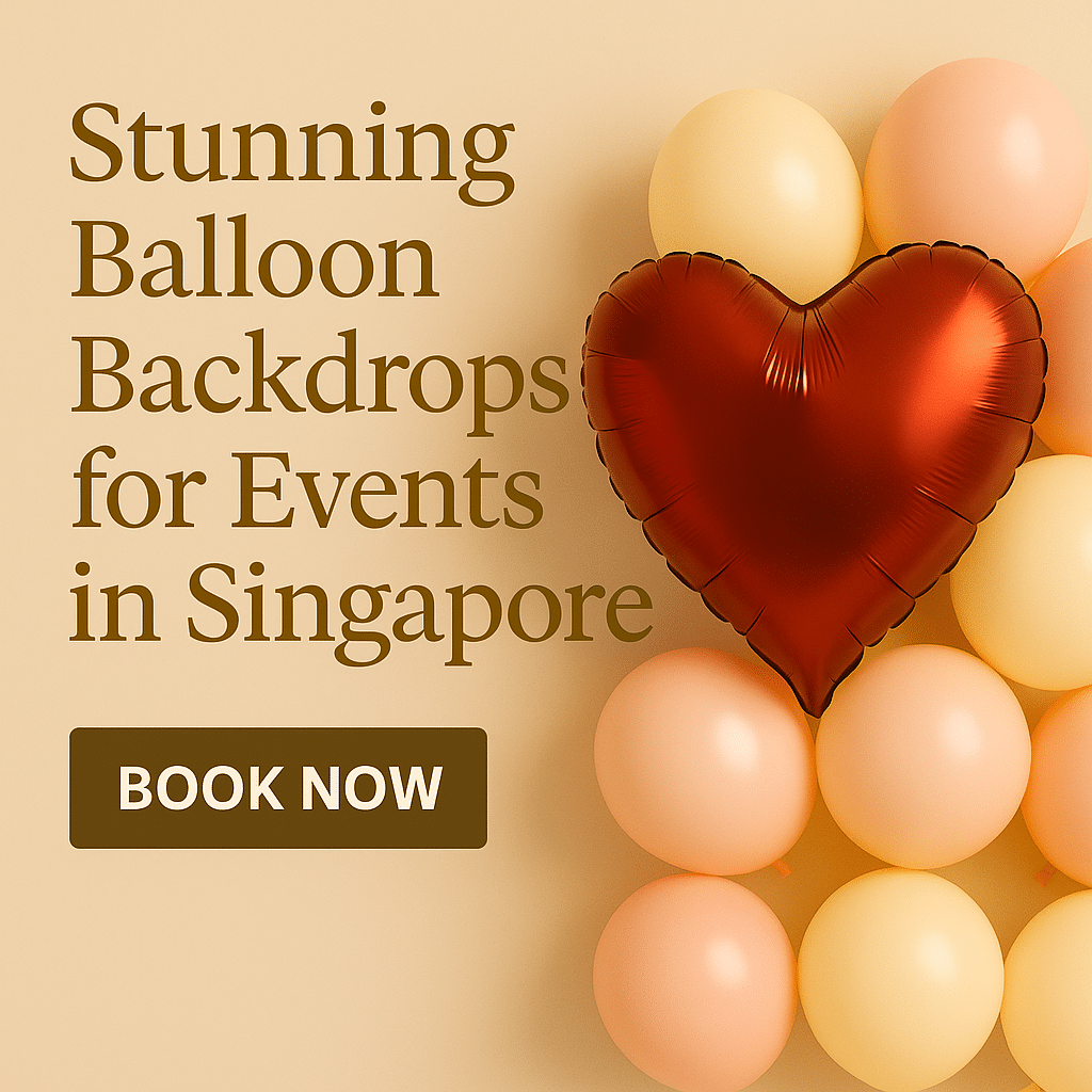 Custom balloon backdrop setup for weddings, proposals, and events in Singapore