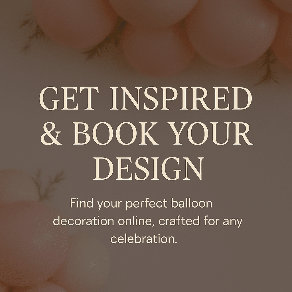 A modern workspace featuring mood boards, event sketches, and elegant balloon decoration samples for event planning inspiration.