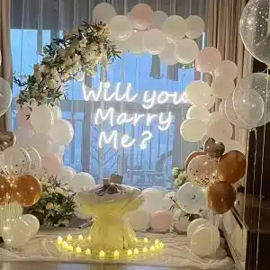“Will You Marry Me?” balloon and neon light setup by Valentine-Day.Shop Singapore.