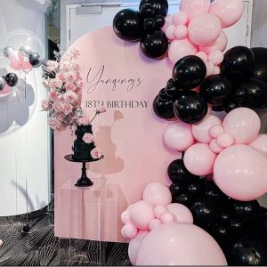 Pink And Black Theme Birthday Decor Valentine Day event decoration