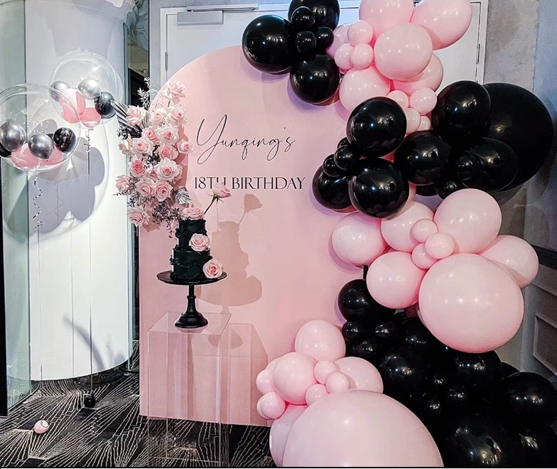 Pink And Black Theme Birthday Decor Valentine Day event decoration