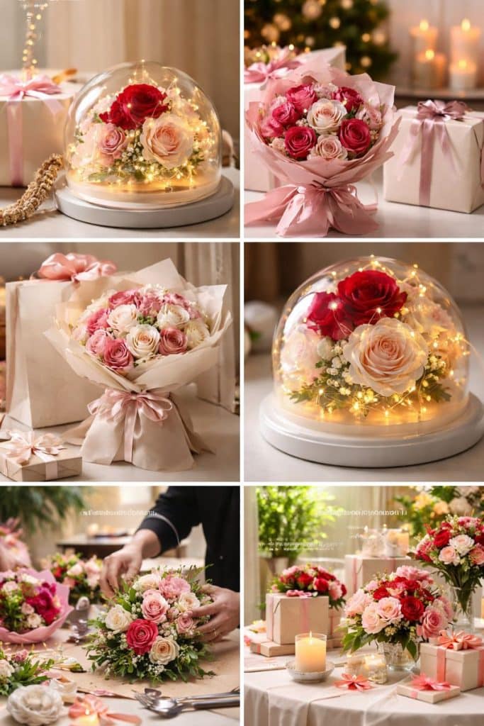 Valentine’s Day gifts Singapore luxury LED rose dome bouquet