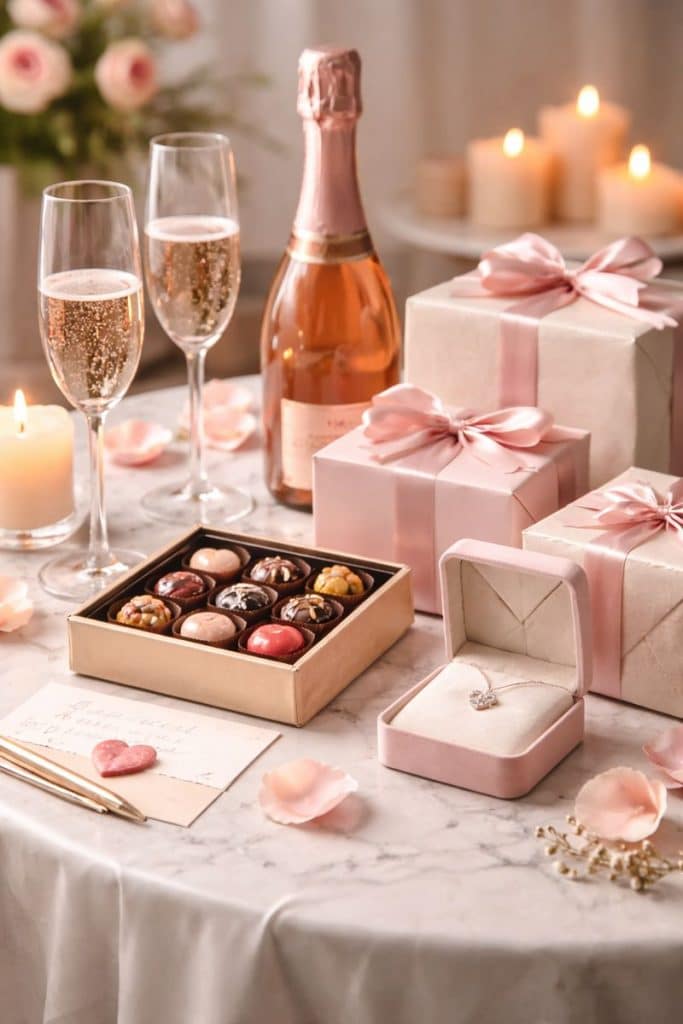 Valentine’s Day gifts Singapore romantic gift set with chocolates and jewellery